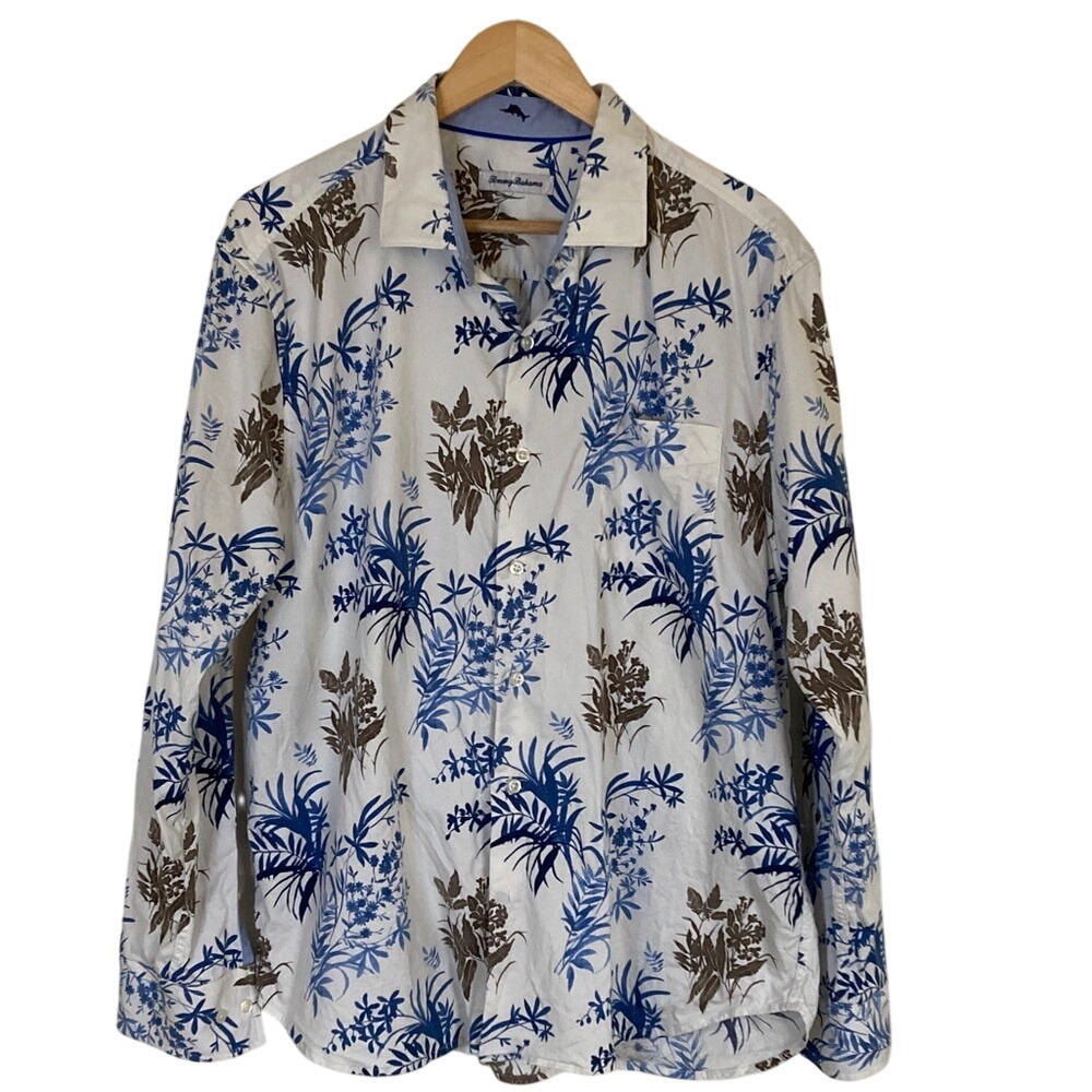 Tommy Bahama Mens Bluegrass Bay Long Sleeve Button‎ Down Shirt Size XL Tropical